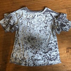 Crush velvet short sleeve shirt